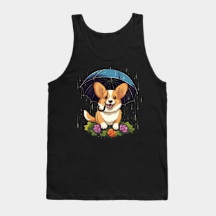 Corgi Rainy Day With Umbrella Tank Top